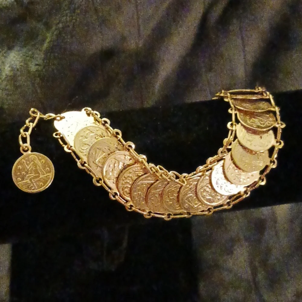 This one was purchased in Italy! Beautiful,gold plated,coin,bracelet! - Picture 14 of 15